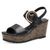 Keilsandalette MARCO TOZZI, Damen, Gr. 41, schwarz, Lederimitat, modisch, Schuhe, Riemchensandale, Sommerschuh mit schmuckbesetzter Zierschnalle