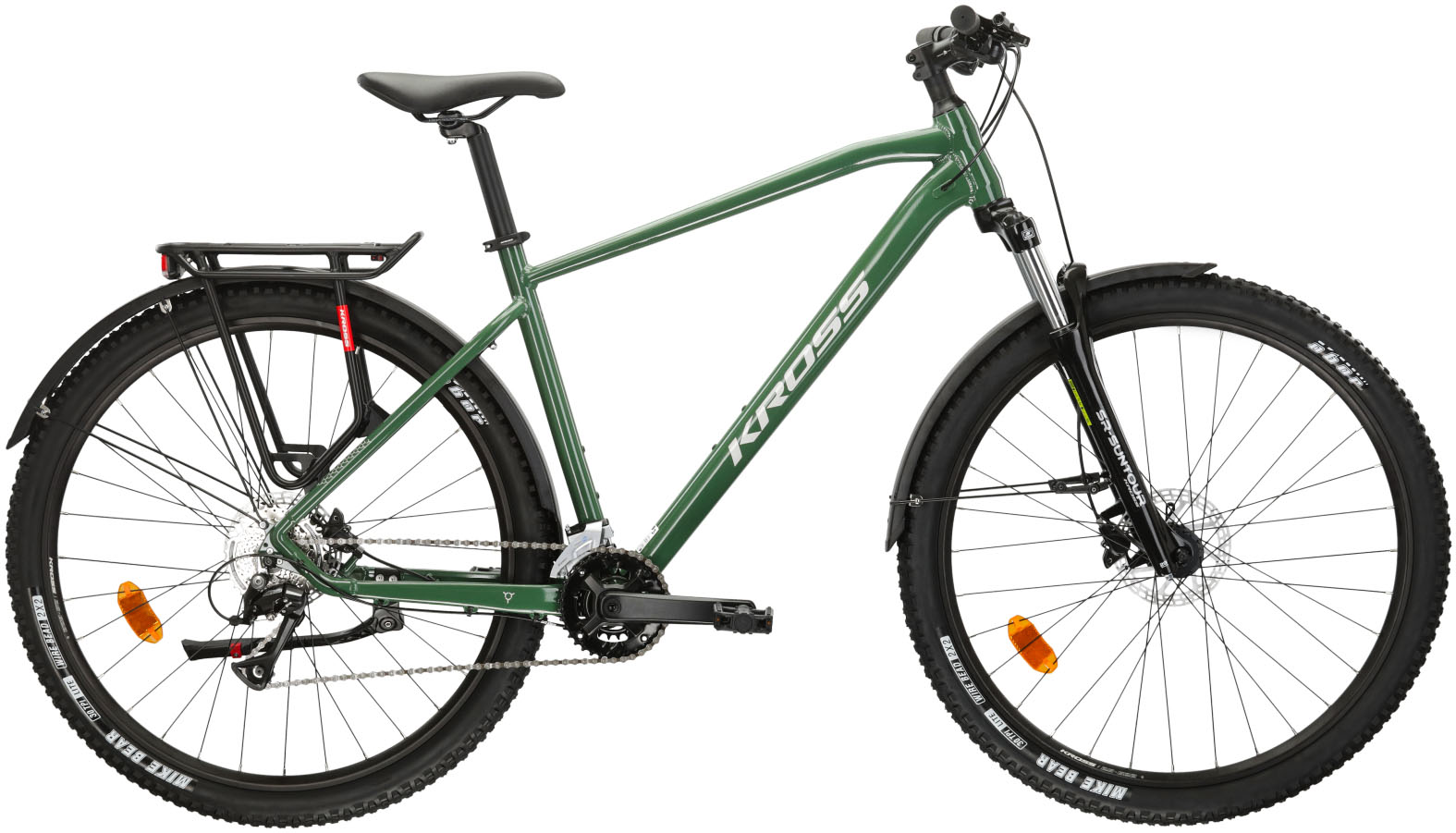 Mountainbike KROSS "KROSS MTB Hardtail Hexagon 4.0 27,5" grün" Gr. 43, grün (grün, schwarz), Fahrräder, 43cm, 27,5 Zoll (69,85cm) hinten: 27,5 Zoll (69,85cm) Image