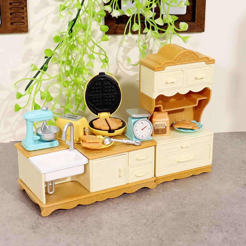 DIY Wald Familie 1/12 Küche Möbel Badezimmer Schlafzimmer Backformen Sets Miniatur Modell Puppenhaus Zubehör Kühlschrank Geschenk