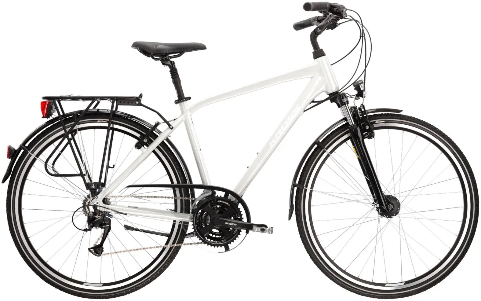 Trekkingrad KROSS "Trekkingrad Trans 4.0 weiß 21 Gänge" Gr. 53, weiß (weiß, schwarz), Fahrräder, 53cm, 28 Zoll (71,12cm) hinten: 28 Zoll (71,12cm) Image