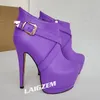 LAIGZEM Damen Stiefeletten Plattform Runde Zehen Reißverschluss Dünne High Heels Stiefel Schwarz Handgefertigte Damenschuhe Frau Große Größe 42 46 47