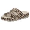 Pantolette RIEKER SPORT, Damen, Gr. M (38/39), braun (leo), Synthetik, animal-print, Basic, Schuhe, Sommerschuh, Strandschuh, Hausschuh mit zwei verstellbaren Schnallen