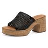 Pantolette TAMARIS, Damen, Gr. 37, schwarz, Textil, Lederimitat, modisch, Schuhe Pantolette, Blockabsatz, Plateau, Sommerschuh in Flechtoptik