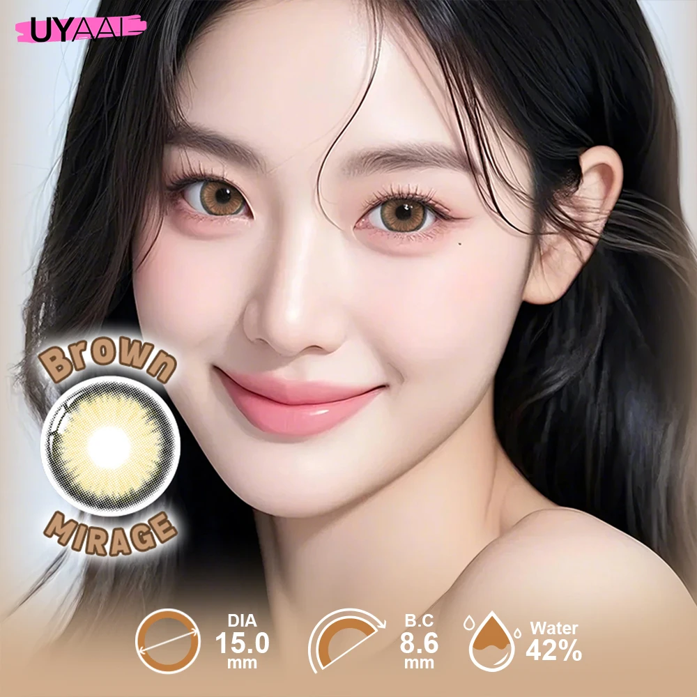 UYAAI Ausverkauf -5,00 Grad Farbe Myopie Kontaktlinse Grün Große Augen 14,5 mm Blaue Linse Braune Linse Bunte Kontaktlinse Image