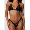 Bikini-Hose MODA MINX "Gold Shells Rouched Fixed Bikini Bottom", Damen, Gr. XL, EURO-Größen, schwarz, 82% Polyamid, 18% Elasthan, unifarben, Badehosen, mit tollen Muschel-Elementen