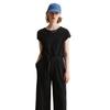 Jumpsuit MARC O'POLO DENIM "aus Ripp-Jersey", Damen, Gr. L, Normalgrößen, schwarz, Obermaterial: 96% Baumwolle, 4% Elasthan, unifarben, regular fit, tiefer Rundhals, Kurzarm normaler Saum, Overalls