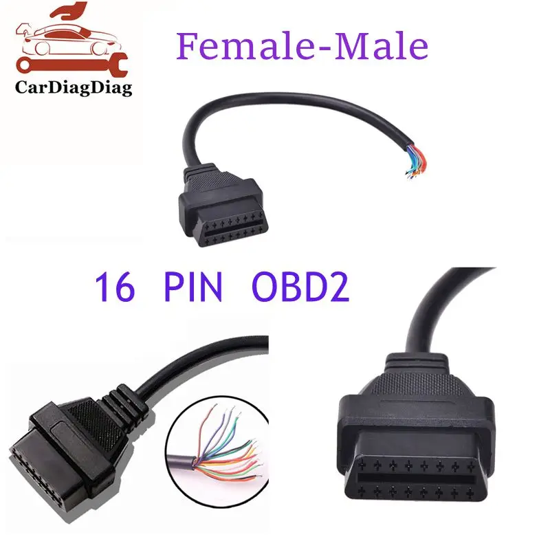 30 cm 16Pin Weiblich/Männlich Auto Tester Stecker Computer Verlängerung Stecker Stecker Männlich zu Weiblich OBD2 Verlängerung Kabel Adapter auto ELM327 Image