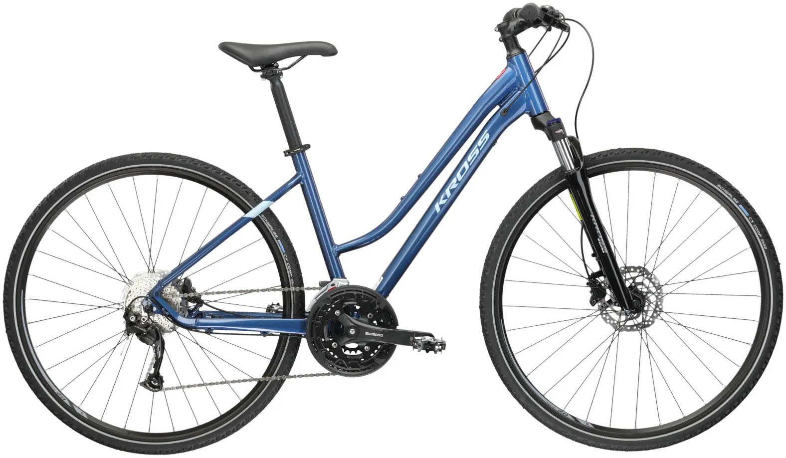 Crossrad KROSS "KROSS Crossbike Evado 6.0 28" blau 27 Gänge" Gr. 48, blau (blau, schwarz), Fahrräder, 48cm, 28 Zoll (71,12cm) hinten: 28 Zoll (71,12cm) Image