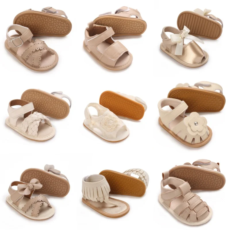 Sommer 0-18M Weibliche Baby Apricot Sandalen Bogen Hohe Qualität Weichen Boden Anti slip Atmungsaktive Erste Wanderschuhe Image
