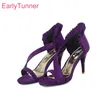 Marke Neue Verkäufe Sommer Sexy Rot Lila Frauen Sandalen Elegante Schwarze Dame Abend Schuhe Hohe