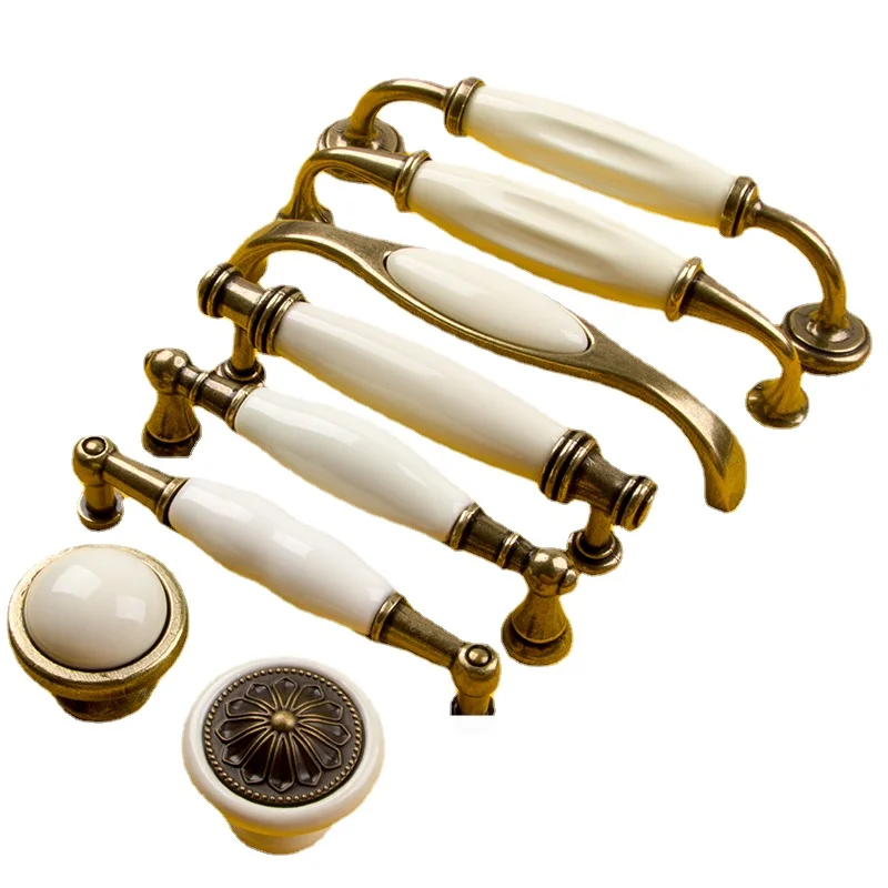 1pc antike Keramik griffe für Möbel Schubladen knöpfe Schrank türgriff runde Einloch-Küchen schubladen griffe