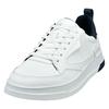 Keilsneaker BUGATTI, Herren, Gr. 44, blau (weiß, navy), Lederimitat, unifarben mit Farbeinsatz, sportlich, Schuhe, Freizeitschuh, Halbschuh, Schnürer mit Kontrastbesatz