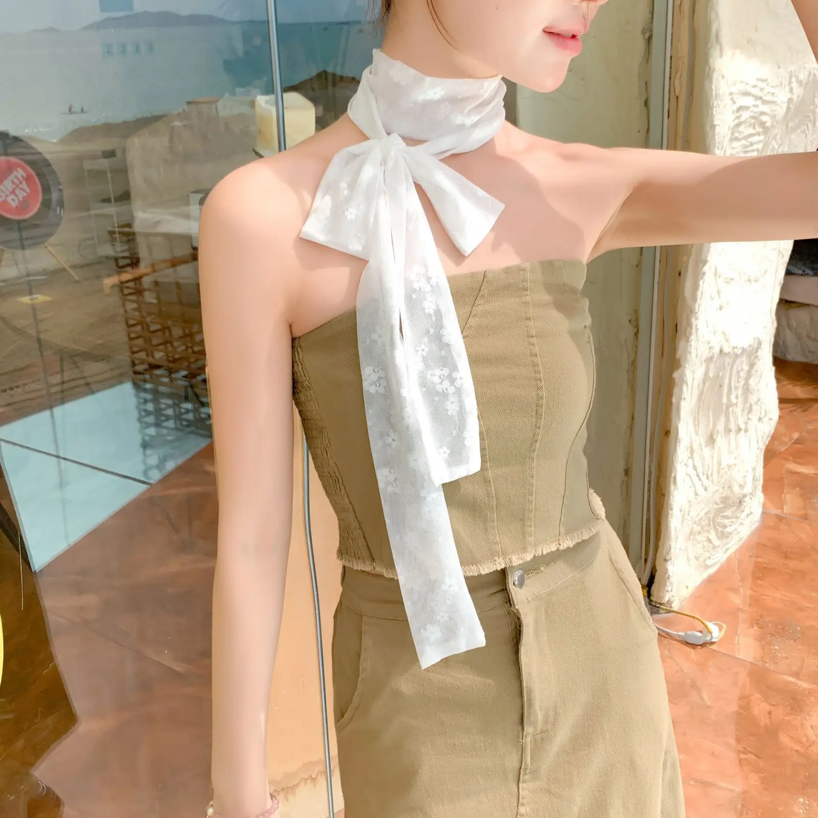 2025 Retro-Spitzenriemen, hochwertiger Gürtel, Haarband, langes Band, weibliches Ornament, Schal, kleiner Seidenschal, Halskette, Weben, Mode Image