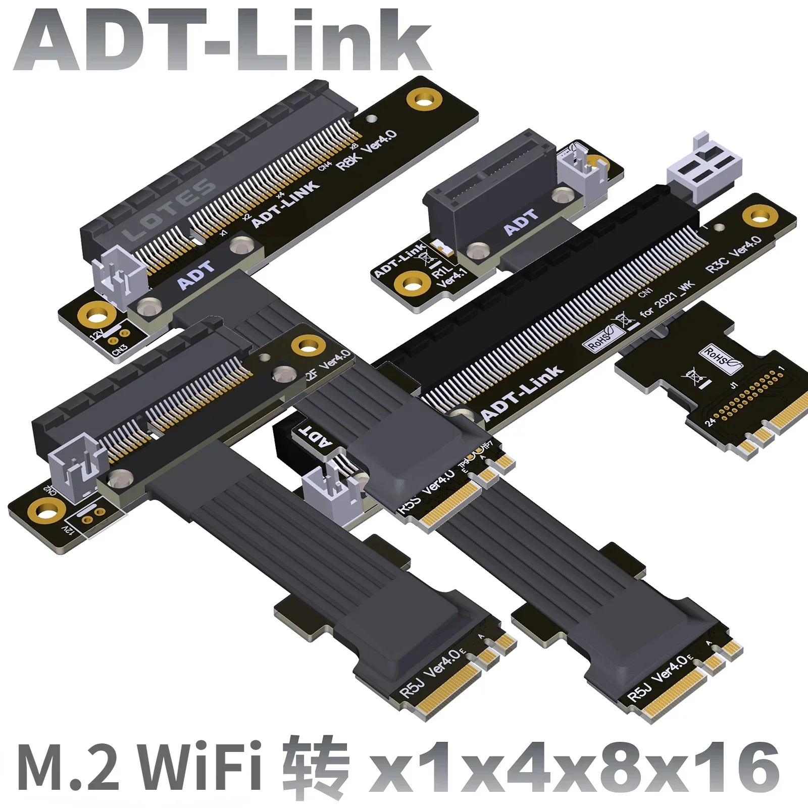 M.2 key a.e wifi ngff riser zu pcie 1x 4x 8x 16x riser karte extender adapter gen4 kabel ae key a e für pcie 4,0x1x4x8 m2 karte Image