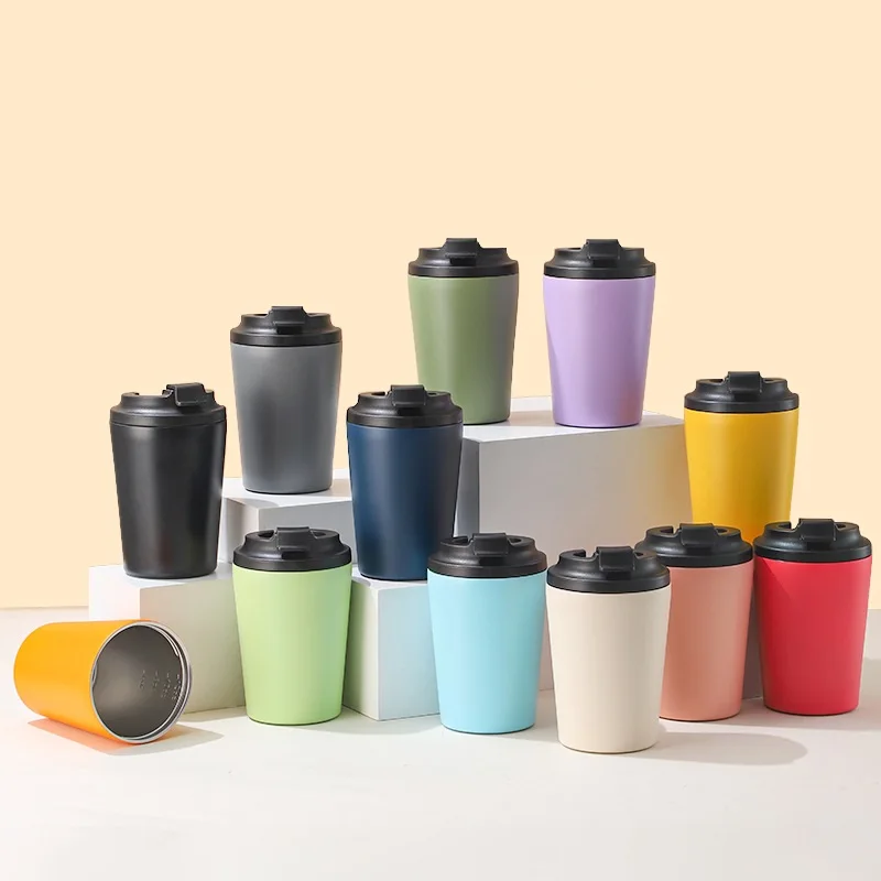 Stahl-Vakuum-Kaffeetasse, 12 Unzen, 350 ml, doppelwandiger Eiskühler, Heim-Vakuum-Kaffeeflasche Image