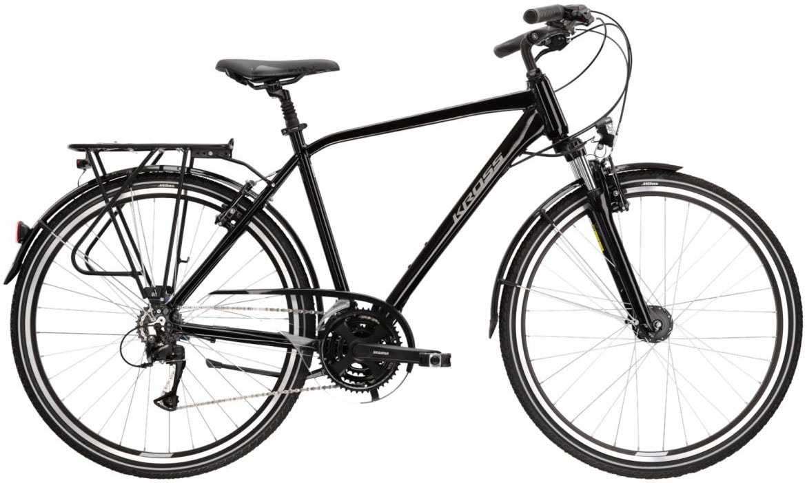 Trekkingrad KROSS "Trekkingrad Trans 4.0 schwarz 21 Gänge" Gr. 43, schwarz (schwarz, schwarz), Fahrräder, 43cm, 28 Zoll (71,12cm) hinten: 28 Zoll (71,12cm) Image