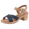 Sandalette MARCO TOZZI, Damen, Gr. 41, blau (navy), Textil, Lederimitat, unifarben mit Farbeinsatz, Veloursleder, klassisch, Schuhe, Blockabsatz, Plateau, Sommerschuh, Sandale mit Feel Me-Ausstattung