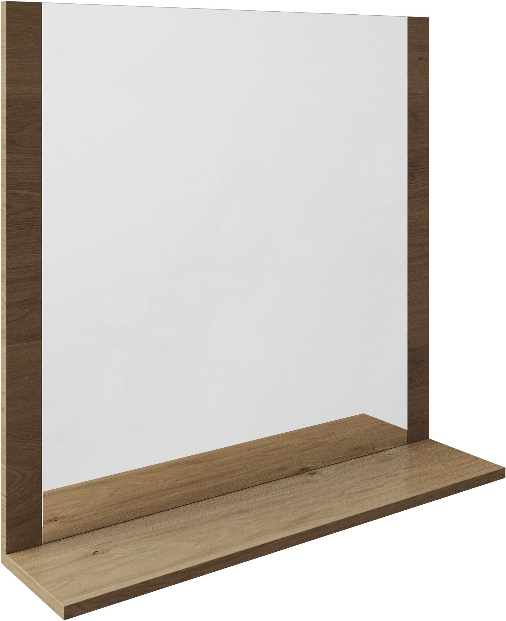 Wandspiegel WELLTIME "MODENA", braun (eiche), B:59cm H:64cm T:15cm, Spanplatte, Spiegelglas, Spiegel, Wandspiegel, Wandspiegel, für jedes Badezimmer, Badezimmerspiegel, 59 cm breit