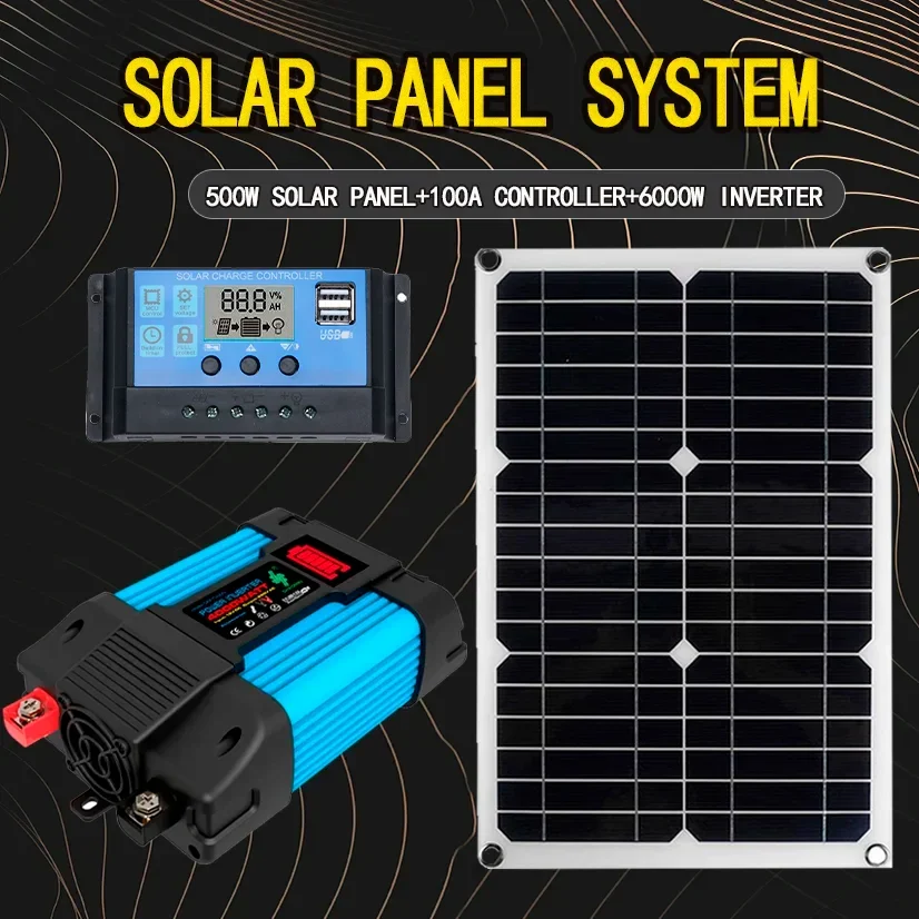 600W Solar Panel Inverter 6000W/110V-220V 100A Controller LED Display Bildschirm Solar power Generation Intelligente Lade HOME Image