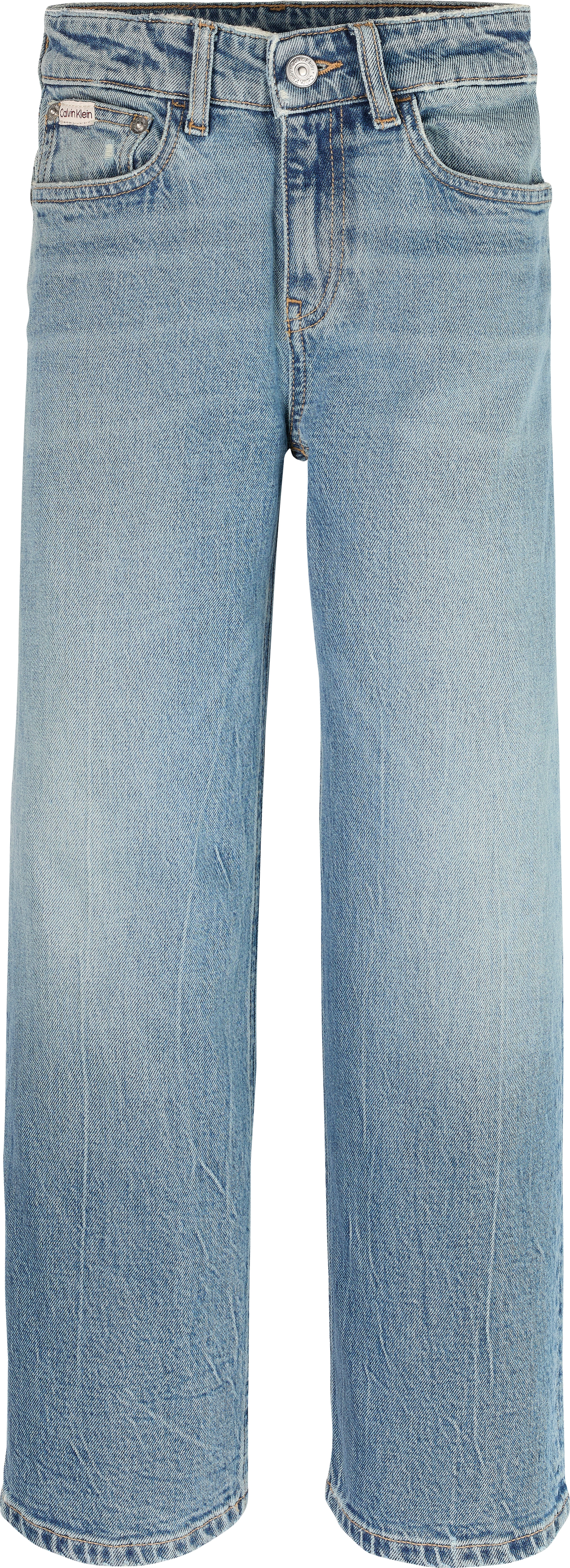 Weite Jeans CALVIN KLEIN JEANS "SKATER VISUAL BLUE CF", Jungen, Gr. 8 (128), N-Gr, blau (visual blau cf), Denim/Jeans, Obermaterial: 99% Baumwolle, 1% Elasthan, unifarben, loose fit lang, Jeans, für Kinder bis 16 Jahre