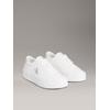 Plateausneaker CALVIN KLEIN JEANS "VULC FLATF LTH SILVER LOGO TAG", Damen, Gr. 37, silber (weiß, silberfarben), Leder, Lederimitat, unifarben mit Farbeinsatz, sportlich, Schuhe, Halbschuh, Schnürschuh, Freizeitsneaker mit Logo