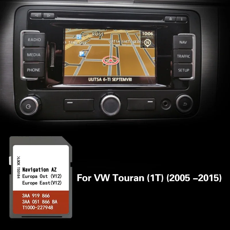 Passend für VW Touran (1T) (2005 -2015) GPS CID Map Sat Nav Navigation Card Image