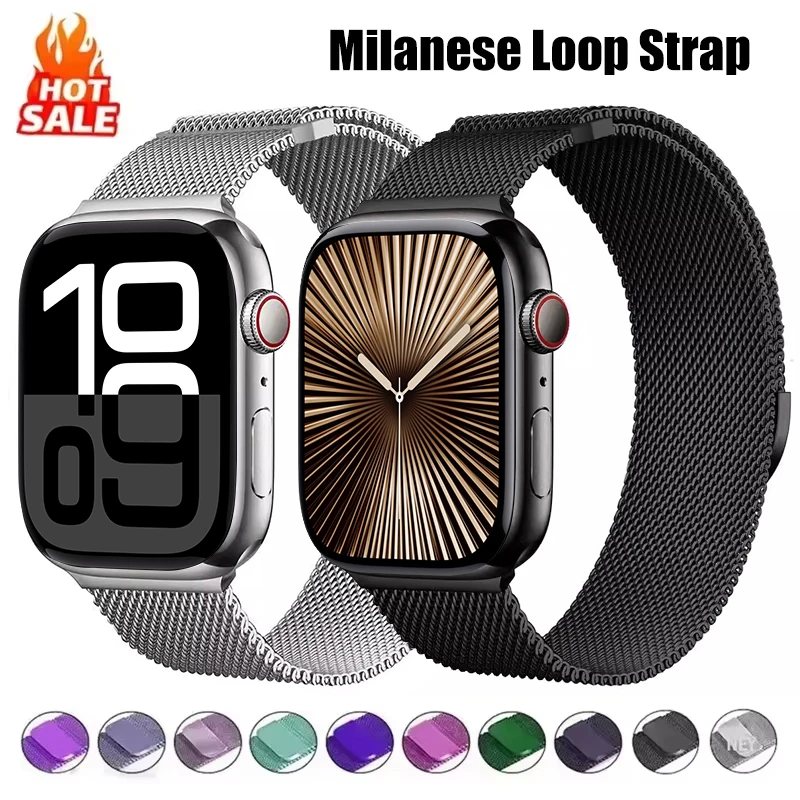 Milanaise-Loop-Armband für Apple Watch Band 42 mm 45 mm 44 mm 40 mm 41 mm 38 Correa-Armband iWatch Serie 5 6 SE 7 8 9 10 Ultra 2 49 mm Image