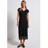 Midikleid STREET ONE, Damen, Gr. 36, EURO-Größen, schwarz, Web, Obermaterial: 73% Baumwolle, 27% Polyester; Unterkleid: 95% Viskose, 5% Elasthan, unifarben, casual, normal wadenlang, V-Ausschnitt, ohne Ärmel abgesteppt, Kleider, in Unifarbe