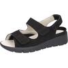 Plateausandale WALDLÄUFER, Damen, Gr. 5, schwarz, Nubukleder, Textil, unifarben, klassisch, Schuhe, Klettschuh, Sommerschuh, Komfortschuh, Klettverschlüsse, Extraweite K