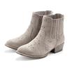 Stiefelette LASCANA "Stiefel, Boots, Westernstiefelette, Cowboy Boots", Damen, Gr. 37, grau, Obermaterial: 100% Textilmaterial. Futter: 100% Lederimitat. Decksohle: 100% Lederimitat. Laufsohle: 100% Synthetik, Veloursleder, feminin, Schuhe, mit...