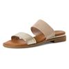 Pantolette TAMARIS, Damen, Gr. 39, grau (taupe kombiniert), Textil, Lederimitat, klassisch, Schuhe, Blockabsatz, Sommerschuh, Schlupfschuh, Businesschuh mit Riemchen