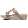 Pantolette FITFLOP "MARLI", Damen, Gr. 37, gold (goldfarben), Textil, Glitzer, modisch, Schuhe, Sommerschuh, Strandschuh, Sandale, Flats mit Glitzer-Details