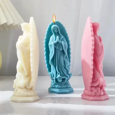 Prayer Madonna Portrait Silicone Candle Molds 3D Virgin Mary Statue Resin Plaster Cement Casting DIY