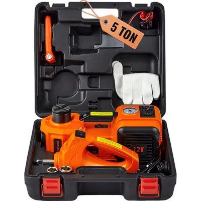 VEVOR 5T Electric Car Jack, Hydraulic Jack with Electric Impact Wrench, Built-in Inflatable Pump,