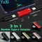 3 in 1 Double Type-C Adapter USB C Charge Cable Charger Earphone Converter for Phone Headphone