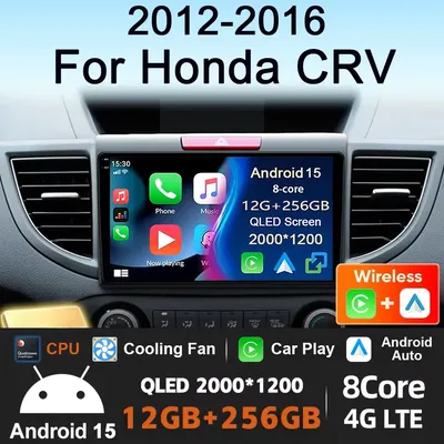 Android 15 Wireless Carplay Auto Car Radio for Honda CRV CR-V 2012 2013 2014 2015 2016 Multimedia GPS Autoradio 4G WIFI DSP