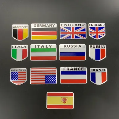 3D Aluminum USA Russia France Germany Italy UK ENGLAND Spain Japan Map National Flag Car Motorcycle