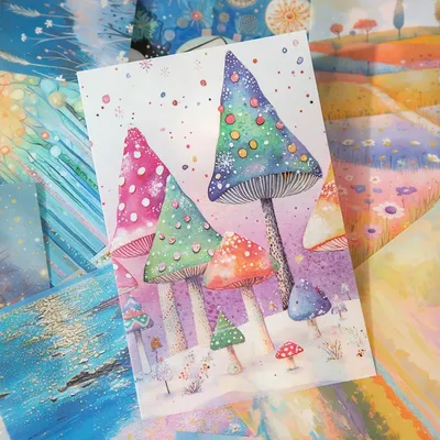 10pcs/pack Landscape Theme PET Stickers Scrapbooking Materials DIY Junk Journal Collage Collage language Decor Stickers