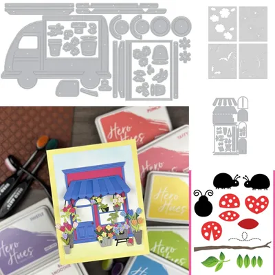 Car Flowers Metal Cutting Dies Stencils DIY Making Card Scrapbook Embossed Paper Album Craft Supplies Template Decoration 2025