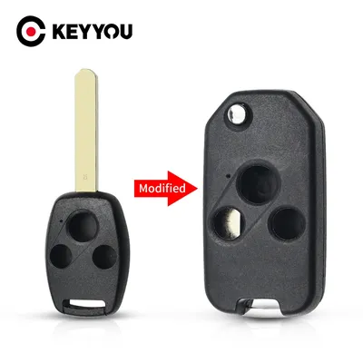 KEYYOU Uncut Blade Folding Car Key Shell Flip Remote Car Key Case for Honda Accord 3 Buttons Car Key