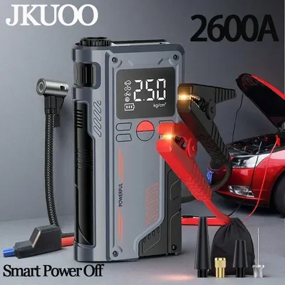 JKUOO PUM2600A 4-in-1 Car Jump Starter Power Bank Air Compressor Portable Power Station with Car Battery Charger And Booster