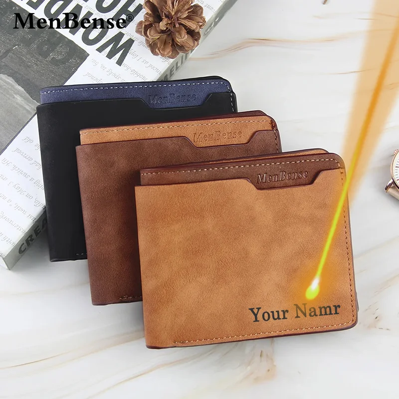 Nouveaux Portefeuilles Courts de Luxe pour Hommes 2025 – Porte-Cartes Mince de Marque, Gravure Personnalisée, Cuir PU de Haute Qualité, Petites Bourses pour Hommes