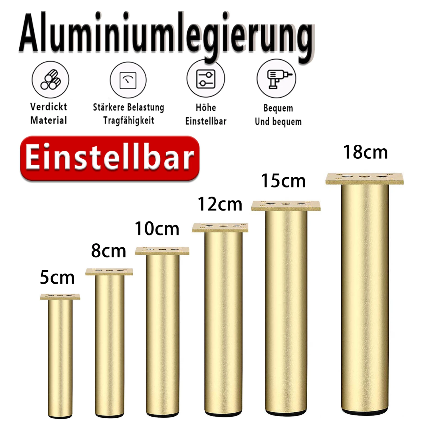 60-400MM meubles dorés en alliage d'aluminium pieds de Table pieds d'armoire Table basse canapé meuble TV pieds de Support lit réglable