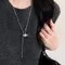 Collier pendentif perle Saturne, chaîne de pull réglable en titane, accessoires pour femmes