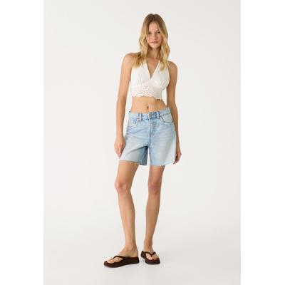 Stradivarius D93 Longline denim shorts with stars Light blue 8
