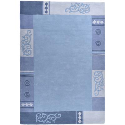 Wollteppich THEKO "Ambadi", blau, B:90cm H:14mm L:160cm, Schurwolle, Teppiche, reine Schurwolle, handgetuftet, mit Bordüre, modern Image