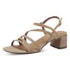 Sandalette TAMARIS, Damen, Gr. 42, braun (hellbraun), Ziegenveloursleder, modisch, Schuhe, Blockabsatz, Abendschuh, Sommerschuh mit verstellbarer Schnalle