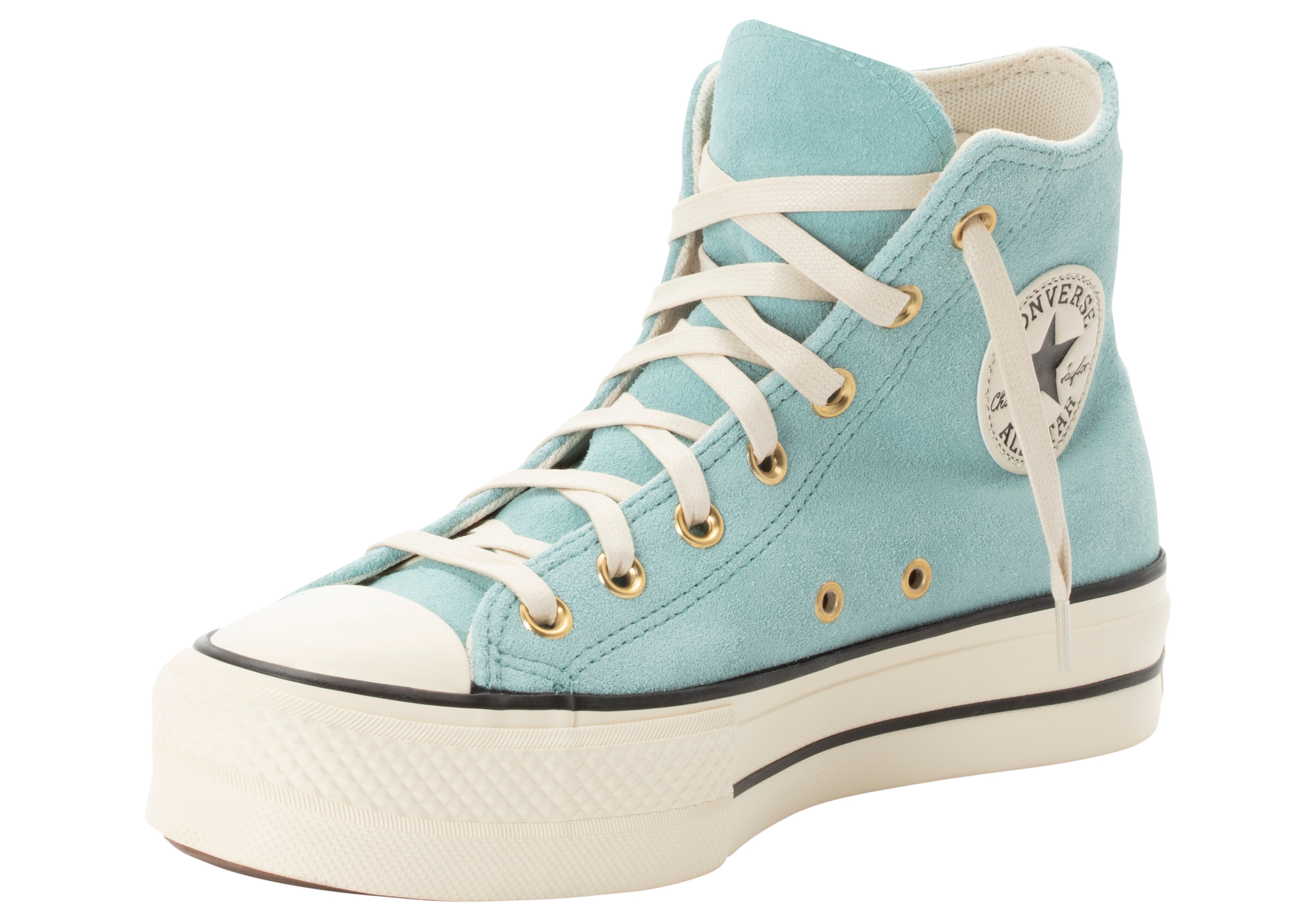 Sneaker CONVERSE "CHUCK TAYLOR ALL STAR LIFT PLATFORM SUEDE", Damen, Gr. 39, beige (vernal pool, natural ivory), Leder, Schuhe Sneaker