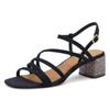 Sandalette TAMARIS, Damen, Gr. 40, blau (navy), Ziegenveloursleder, modisch, Schuhe, Blockabsatz, Abendschuh, Sommerschuh mit verstellbarer Schnalle