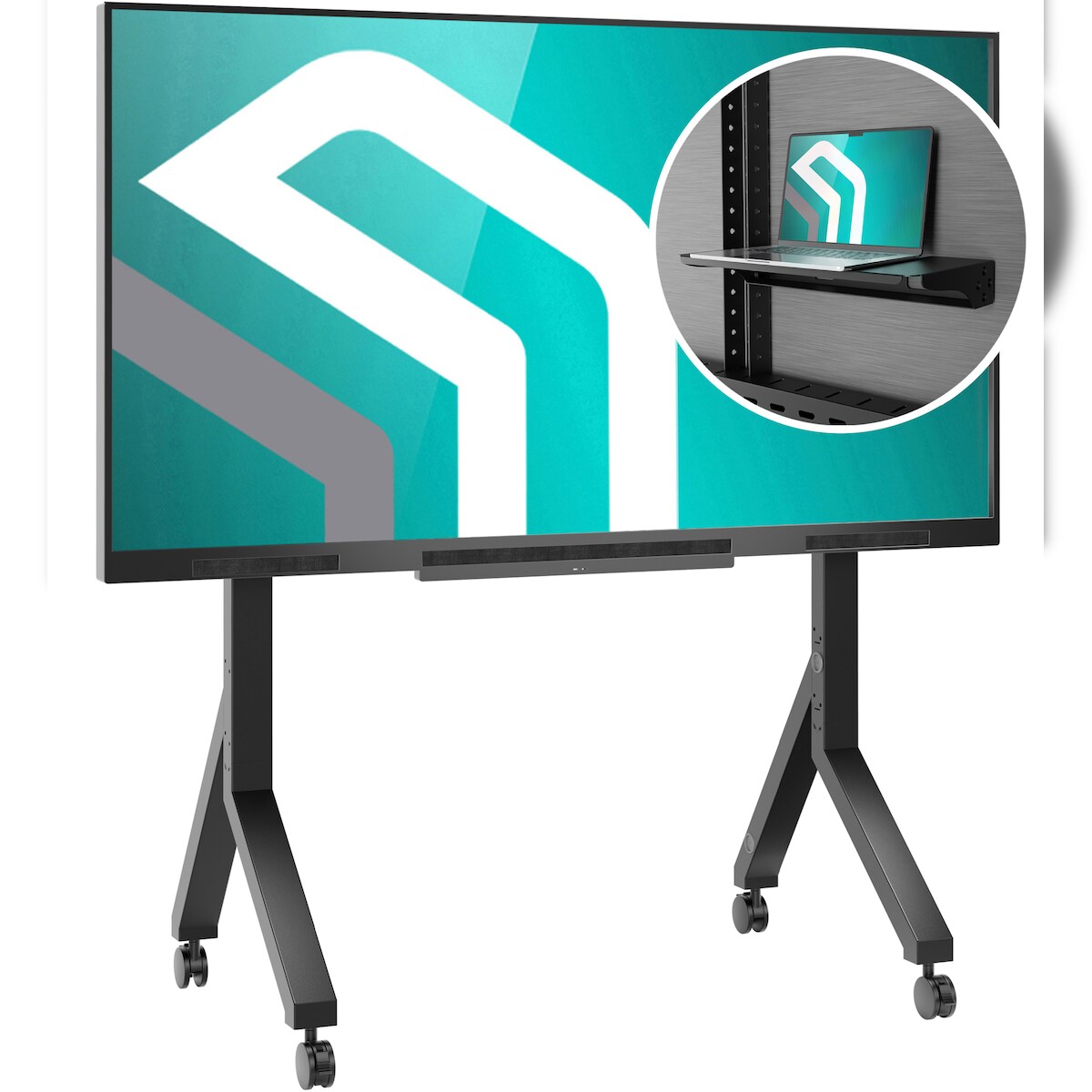 ONKRON TV Ständer rollbar für 70 - 110 Zoll Fernseher bis 120,5 kg, Fernsehständer höhenverstellbar max VESA 1000x800, Schwarz TS2081-B Image